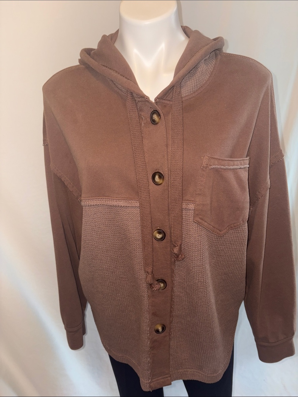 American Eagle Outfitters Women's Hooded Button-Front Jacket - Brown
